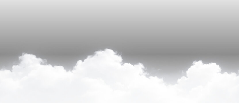 Soft white clouds with fluffy realistic sky atmosphere and light mist abstract vector illustration on transparent background