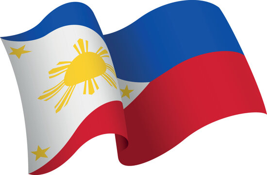 Flag of Philippines. Ribbon style flag that conveys a sense of movement and waving effect