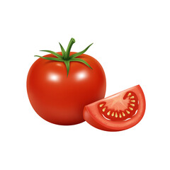 Fresh Tomato with Sliced Half Isolated