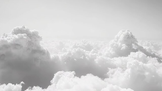 Serene expanse of soft white clouds and vast blue sky, evoking purity, freedom and peaceful elevation above the world with a dreamy, tranquil atmosphere