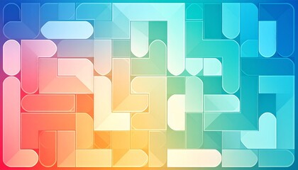 abstract background of colorful neon maze, modern flat labyrinth mosaic wallpaper, multicolored gradient geometric stripes