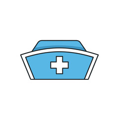 Obraz premium Blue Nurse Cap with White Cross Icon, Healthcare Symbol Vector