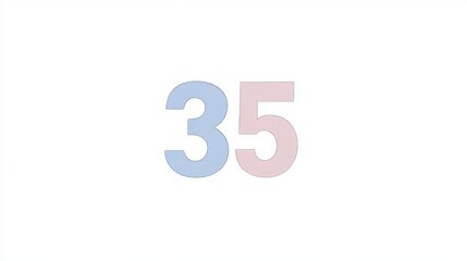 Isolated Pastel Colored Number Thirty Five, Decorative Celebration Element for Greeting Cards Design