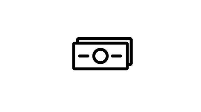 Animated cash icon showing a dollar bill and a pile of money symbolizing wealth finance and banking perfect for business and financial presentations or UI design
