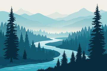 River Bend Through Pine Valley © digital