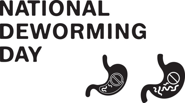National deworming day illustration highlighting the importance of a worm-free stomach for health