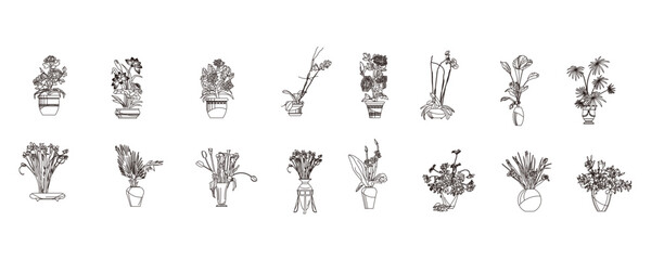 Obraz premium front View Vector Icons of Trees and Plants for Floor Plan and Architectural Design Projects 