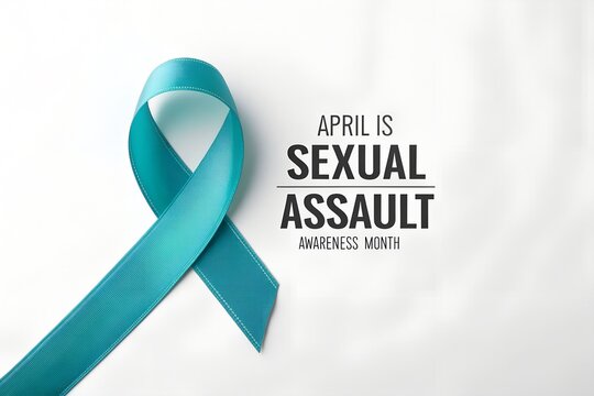 Teal ribbon representing sexual assault awareness month in april symbolizing support and remembrance against violence positioned on a clean white background for advocacy campaigns