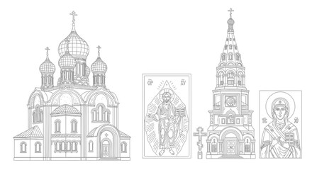 Orthodox church architecture and religious in detailed line religious line church architecture © Stock Fire