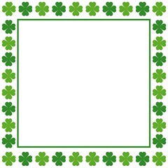 Green shamrock frame encircles a white square, perfect for a festive design