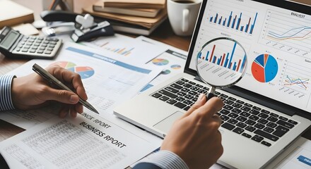Business data analysis and financial planning on a computer