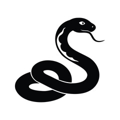Fototapeta premium Coiled black snake silhouette vector illustration, A simple and elegant black and white silhouette of a coiled snake vector illustration