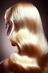 Naklejka premium Elegant blonde hair styled in waves, seen from the back