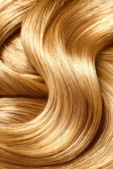 Fototapeta premium Golden, wavy, smooth hair texture close-up, beauty, hair care, natural beauty