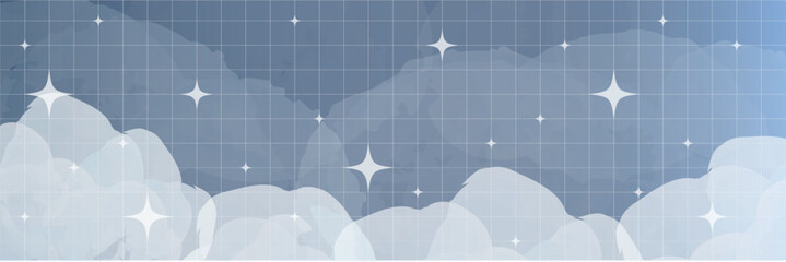 Celestial cosmic sky illustration with twinkling stars misty clouds and smooth gradient tones in Y2K watercolor aesthetic ideal for magical backgrounds peaceful night scenes and dreamy art