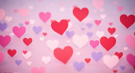 Valentine s Day Romance A Pastel Paradise of Floating Hearts on a Soft Muted Background