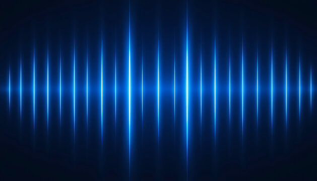 Dynamic blue light waves creating an abstract sound equalizer effect on dark background