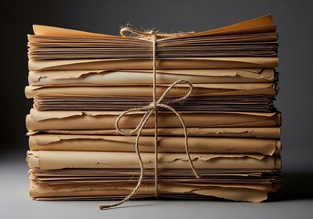 Stack of aged papers tied with twine