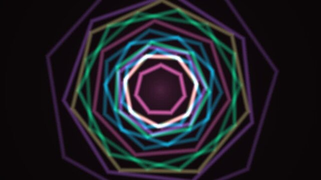 Geometric Spiral Rings in Neon Concentric Shapes
