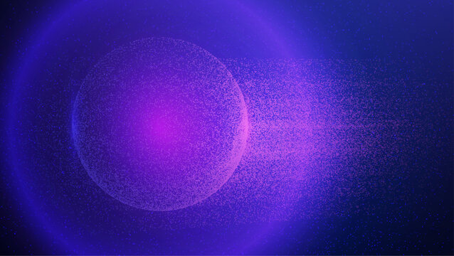 Particle Globe Background. Abstract Dot Sphere. 3D Big Data Bg. Round Planet With Purple Light In The World. Futuristic Blue Circle With Vector Shapes. Digital Particle Globe