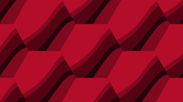 Abstract red hexagonal pattern with wave lines, perfect for backgrounds, wallpaper, and modern design projects needing a vibrant touch.