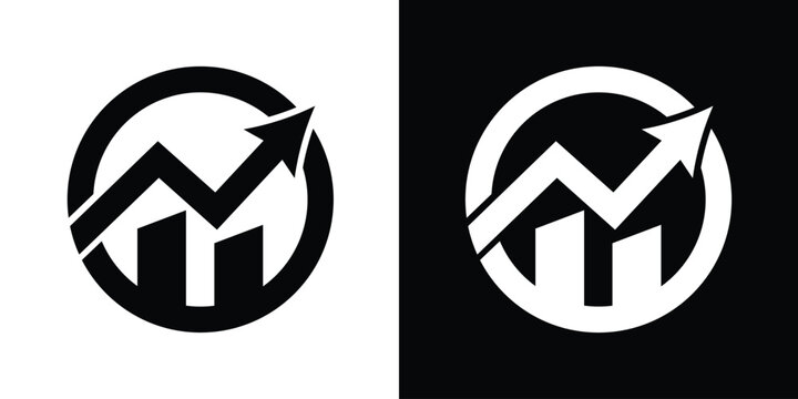 Financial growth chart icon featuring upward arrow and bar graph inside a circle. Symbolizes profit, market success, and positive trends. Ideal for business analytics and trading.