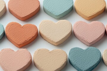 Obraz premium Soft colored surface adorned with scattered watercolor hearts