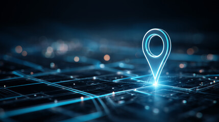 Digital Map with Glowing Pin