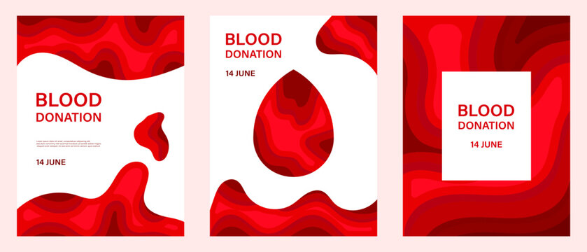 Blood Donation 14 June  Layered Red Paper Cut Poster Set