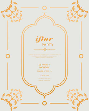 Elegant Gold Iftar Party Invitation  16 March, 730 PM
