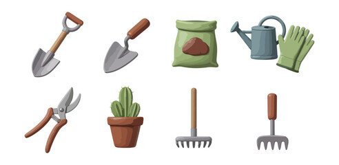 Gardening tools set illustration isolated design elements