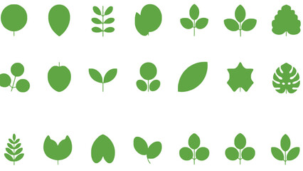 Fototapeta premium Green leaf shapes on a white background