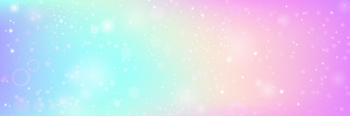 Rainbow Hologram. Pink Princess Background And Beautiful Fairy Gradient. Purple Magic Pattern. Watercolor Girl Design In A Light Mermaid Backdrop. Blue Rainbow Hologram. © Holo Art