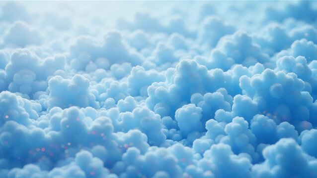 Serene Blue Cloudscape with Soft Puffy Textures Creating a Tranquil Atmosphere