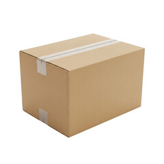 Brown cardboard box isolated on transparent background
