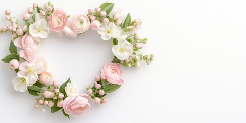 Valentine Floral heart-shaped arrangement on a white background.