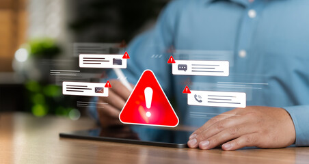 The red danger symbol alerts you to data leaks on your digital device, including protection against...