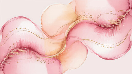 Ethereal Watercolor Swirls A Delicate Blend of Pink, Peach, and Gold Accents for a Soft, Dreamy Aesthetic