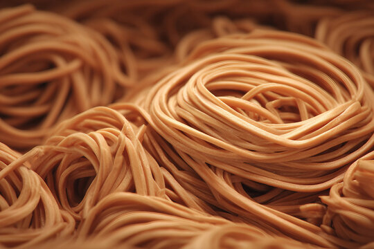 Stirred soba noodle dish isolated on transparent background