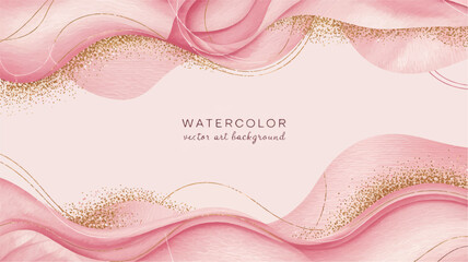 Elegant blush pink watercolor background with subtle gold glitter accents for a sophisticated and artistic touch