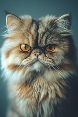 Stunning Portrait of a Himalayan Cat with Beautiful Brown Mottled Fur Against a Soft Background