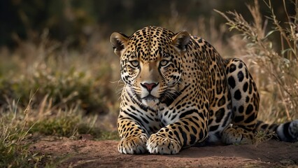 Obraz premium Majestic Leopard in Natural Habitat – Wildlife Photography 300 DPI. Ideal for editorial, conservation, educational, branding, and premium nature-related commercial projects. AI image
