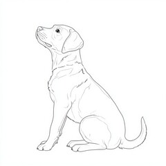Obraz premium Charming Outline Illustration of a Cute Puppy Sitting Down, Perfect for Cartoon Design Projects