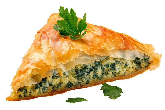 Delicious spinach spanakopita isolated on transparent background