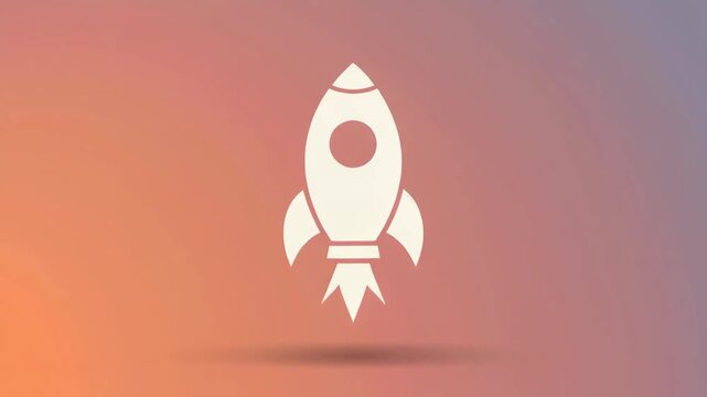 Simple White Rocket Silhouette on Orange