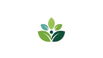 Obraz premium Minimalist Leaf Logo for Sustainable Energy Solutions, Green and Teal Palette