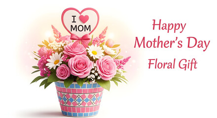 Obraz premium Happy mother's day floral gift ideas beautiful bouquet for mom