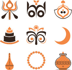 Maha Shivratri Symbols Set Vector