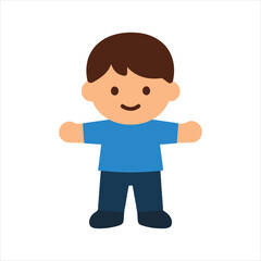 Boy Doll in Blue Shirt illustration, Kids toy clipart, Playtime Digital File, Children Game Toy Art