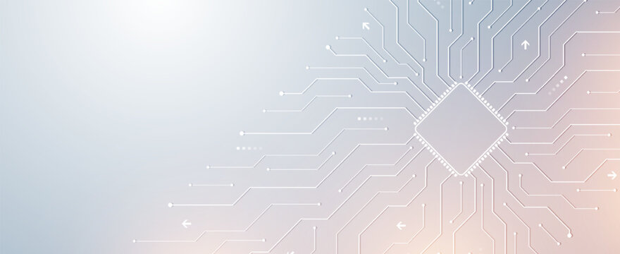 Motherboard technology circuit board background texture design. Creative idea AI banner concept for internet technology. Digital motherboard concept for poster, cover, banner, header, web template